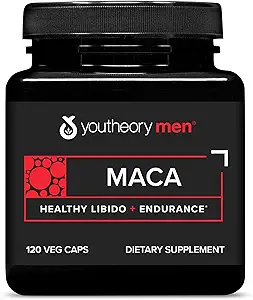 Youtheory Men's Maca - Vegan Maca Supplement for Men - Supports Energy, Stamina & Endurance* - Süt, Soy & Gluten Free - 120 Sebze Capsules