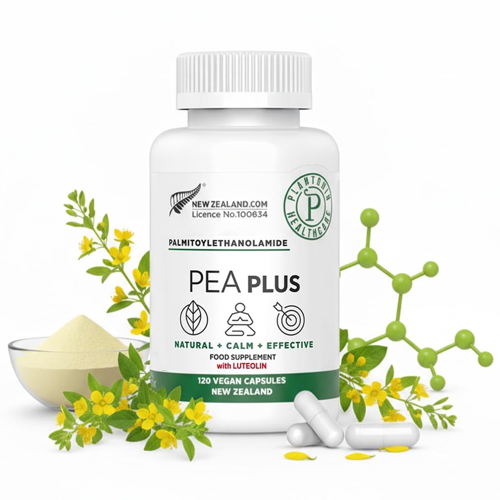 Yeni Zelanda - Palmitoylolamid 600 mg + Luteolin - Micronized Pea Supplements - 120 Vegan Capsules