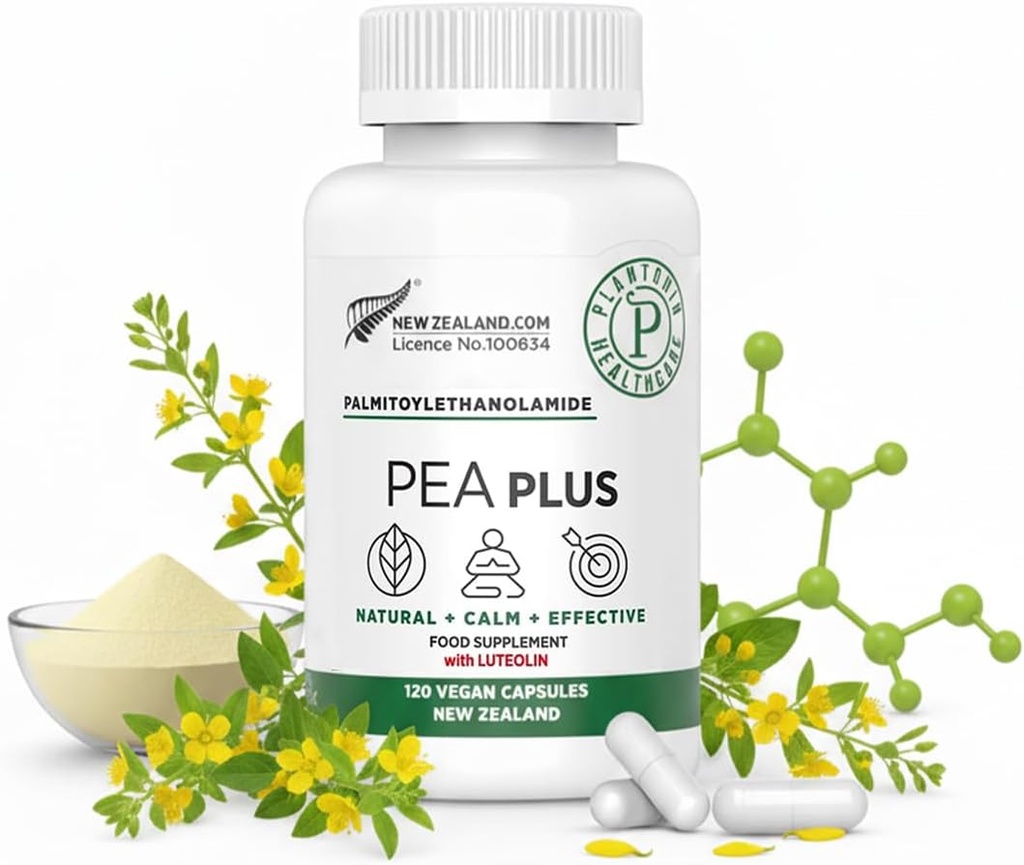 Yeni Zelanda - Palmitoylolamid 600 mg + Luteolin - Micronized Pea Supplements - 120 Vegan Capsules