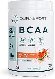 Durasport – 11g Sport BCAA | Muscle Recovery, Energy & Hydration Post Workout +UC-II Collagen | 8 Grams 2:1 Branched Chain replicas + 3g replica & Hydration Blend | Watermelon, 30 Serv