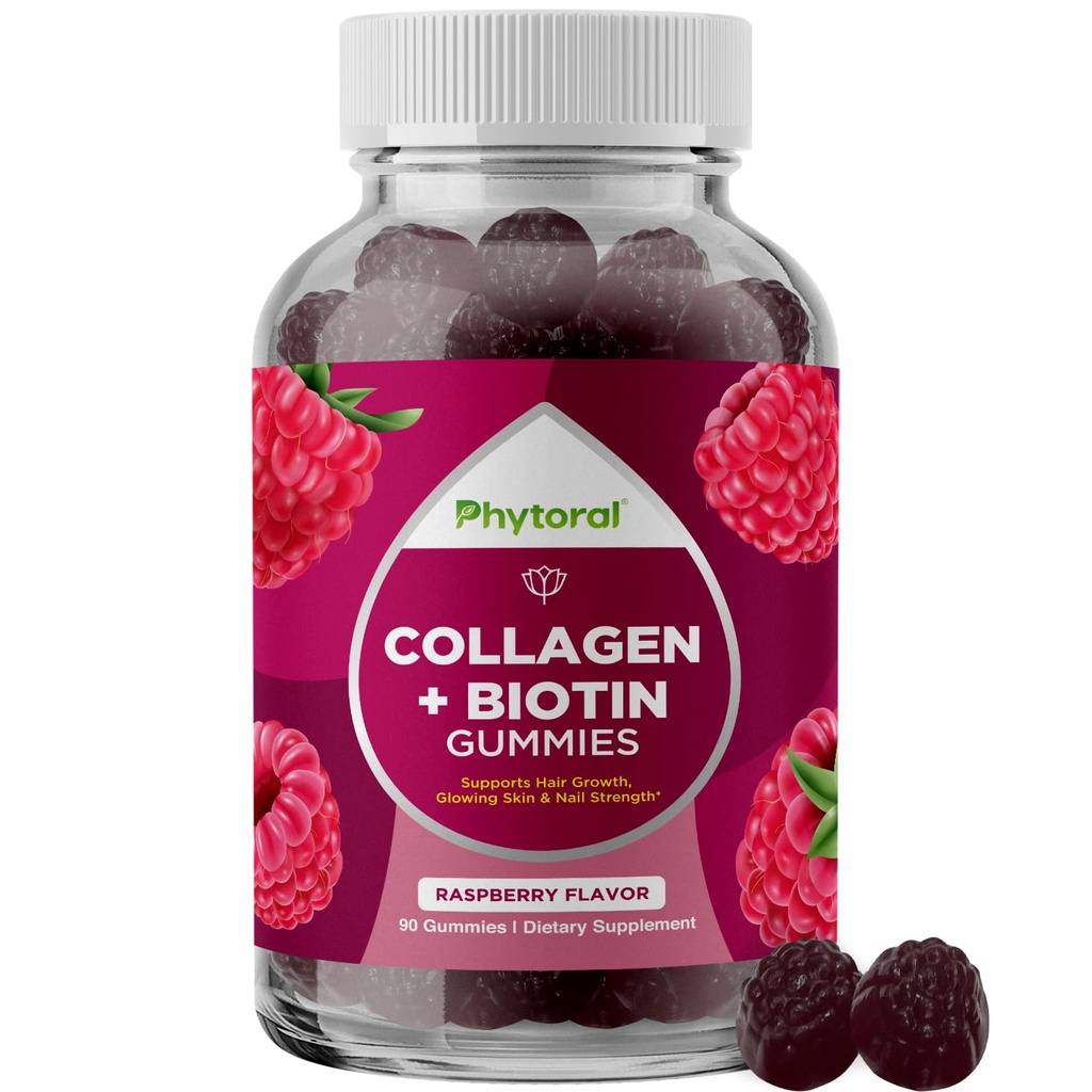 Biotin ile Kadınlar için Hidrolyzed Collagen and - Saç, Skin ve Nails Elastiklik, Vitality & Hydration Gummies - Natural Sourced Biotin ve Collagen for Women - 90 Count