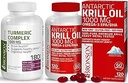 Bronson Turmeric Curcumin with BioPerine High Potency Premium Ortak Destek + Bronson Antarktika Krill Oil 1000 mg with Omega-3s EPA, DHA
