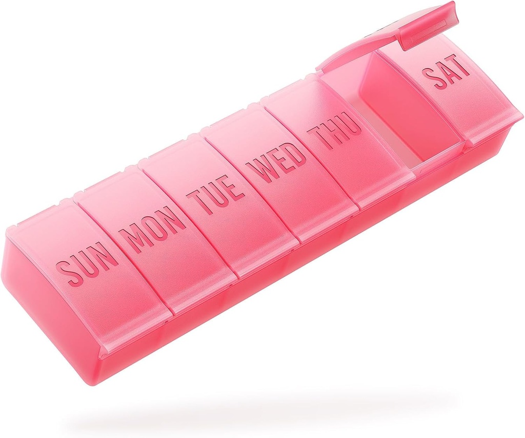 Barhon Pill Organizer Large, Weekly Medicine Hill Organizers, 7 Day Pills Box Case Ταξίδια για Big Vitamin Συμπληρώματα ιχθυέλαιο, Κόκκινο