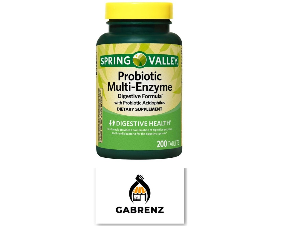 Spring Valley Probiotic Multi-Enzyme Digestive Formula Tablets, 200 ct - Μια ολοκληρωμένη ανάμειξη των προβιοτικών και Digestive Enzymes για την υποστήριξη της Digestive Health. (Συσκευασία 1) Περιλαμβάνει ένα Gbz Ref Magnet