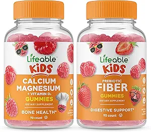 Lifeable Food Magnezyum Kids + Prebiyotik Fiber Kids, Gummies Sche - Great Tasting, Vitamin Supplement, Gluten Free, GMO Free, Chewable Gummy Gummy