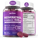 Resveratrol Tamam 1500 mg - Resveratrol Gummies NAD+, NMN & NMNH Synergy, Quercetin, Grape Tohumu, Acaiges Antioksi, Sağlıklı Ağlama ve uzun ömürlülük, Cilt, Beyin - 2Pcs
