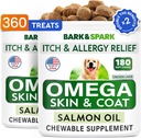 BARK&SPARK ( Köpek için 2 Omega 3 paketi - Köpek için 360 Fish Oil Chews for Dog Shedding, Skin Alerji, Itch Relief, Hot Spots Tedavisi - Ortak Sağlık - Skin & Coat Supplement - EPA&DHA Fatty Acids