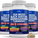 NEW AGE Silica Sea Moss, Black Seed Oil, Ashwagandha, Turmeric, Bladderwrack, Burdock - Manuka, Honey Dandelion, ACV Black Pepper Gluten Free