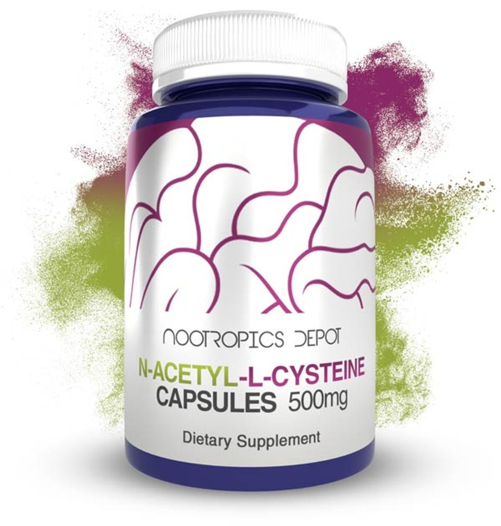 Nootropics Depot N-Acetyl L-Cysteine Capsules | 500 mg | NAC | 60 Kont | Sağlıklı Yaşam İşi | Hücre Sağlığı | Glutaa Seviyeleri | Sağlıklı Oxidasyon Seviyeleri |