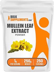 BulkSupplements.com Mullein Leaf Extract - Verbascum Thapsus, Mullein συμπλήρωμα - συμπλήρωμα βοτάνων για την υποστήριξη του ανοσοποιητικού - Χωρίς γλουτένη, 1g ανά υπηρεσία, 250g (8,8 oz) (πακέτο του 1)