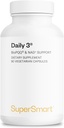 Supersmart Daily3 + Bio PQ (All-in-One Formula) - Kadınlar ve Erkekler için Multivitamin - 45 Temel Nutrients | Non-GMO & Gluten-Free | 1 Ay Supply - 90 Vegetarian Capsules