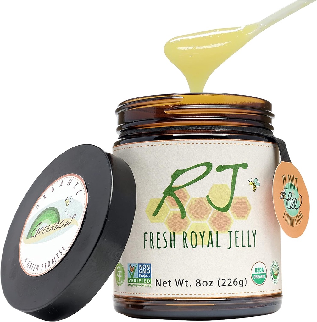 Greenbow Organic Fresh Royal Jelly - 100% USDA Certified Organic, Non-GMO, Hanal, Pure, Gluten Free - Ένα από τα πιο Διατροφικά Συσκευασμένα - (226g)