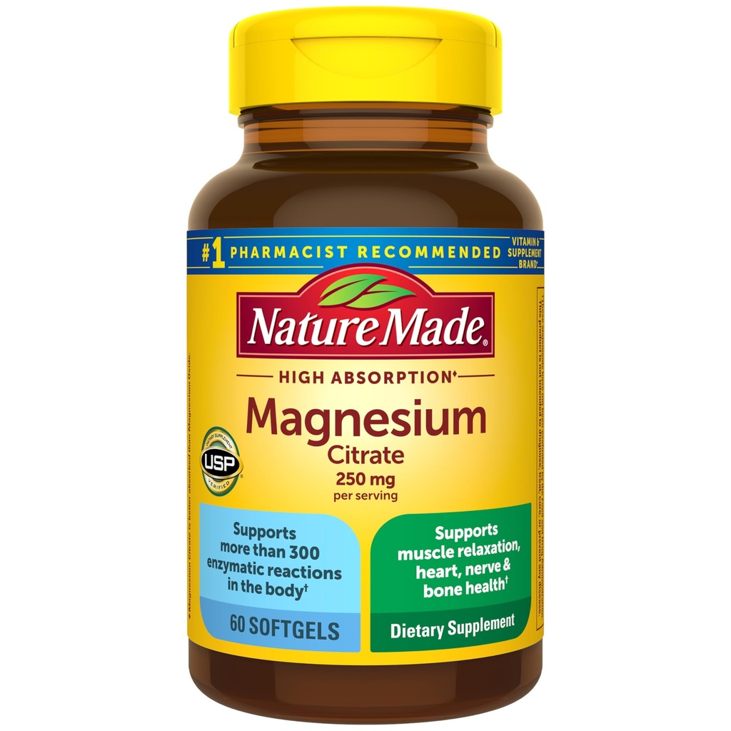 Doğa, hizmet başına 250 mg, Men ve Kadınlar için Magnezyum Supplements, Destekler Kas, Nerve, Bone and Heart, 60 Softgels, 30 Day Supply, 60 Softgels, 30 Day Supply, 60 Softgels, 30 Day Supply,