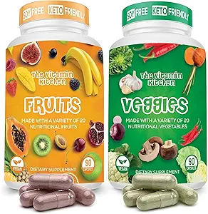 Meyve ve Veggie Supplements-90 Meyveleri, 90 Veggies Capsules Enerji Seviyesini Güçlendirmek için - Tüm Gıda Meyveleri ve Plastikleri - ABD'de Made in ABD - Soy & Vegan Free (Pack of 2)...