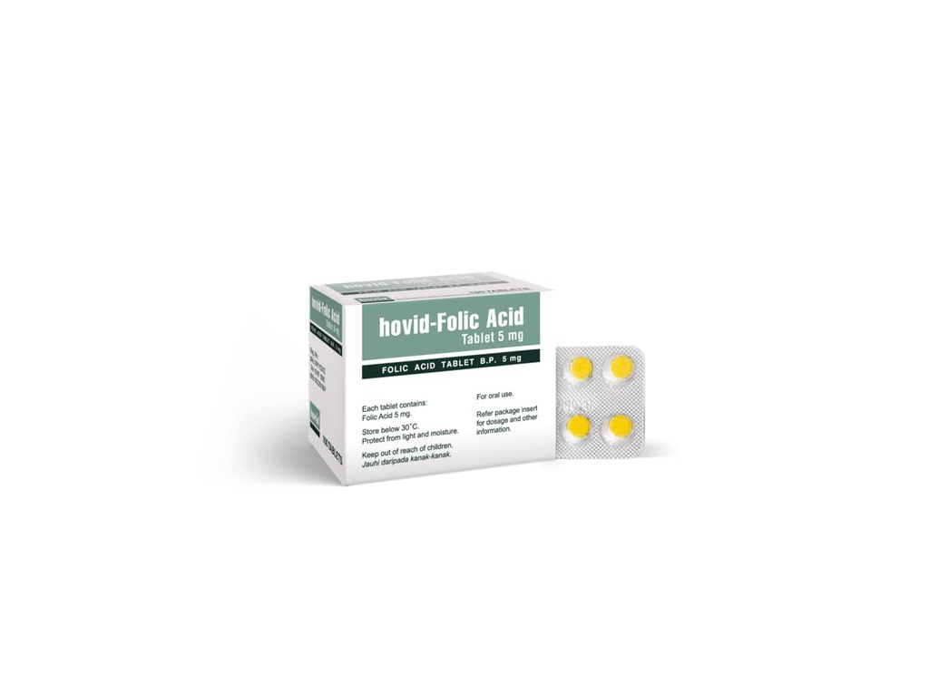 HOVID Folic Acid 5Mg 100 δισκία (συσκευασία 3 κουτιών των 100 δισκίων)