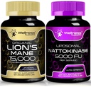 WELLNESS LABSRX Lions Mane Supplement Capsules - 120 Kont - Nattokinase Capsules