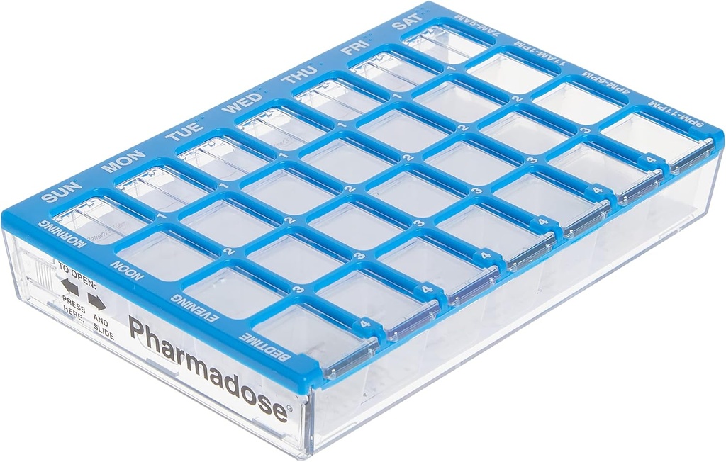 Ezy Do Weeklyse (7-Day) Pill Case, Tıp Planlayıcı, Vitamin Organize Kutusu, Easy Fill Tray ile Küçük Karşılaştırmalar, 4 Times bir Gün, Clear Lids, Color May Vary, Faraday Free Case, Medicine Planlayıcı