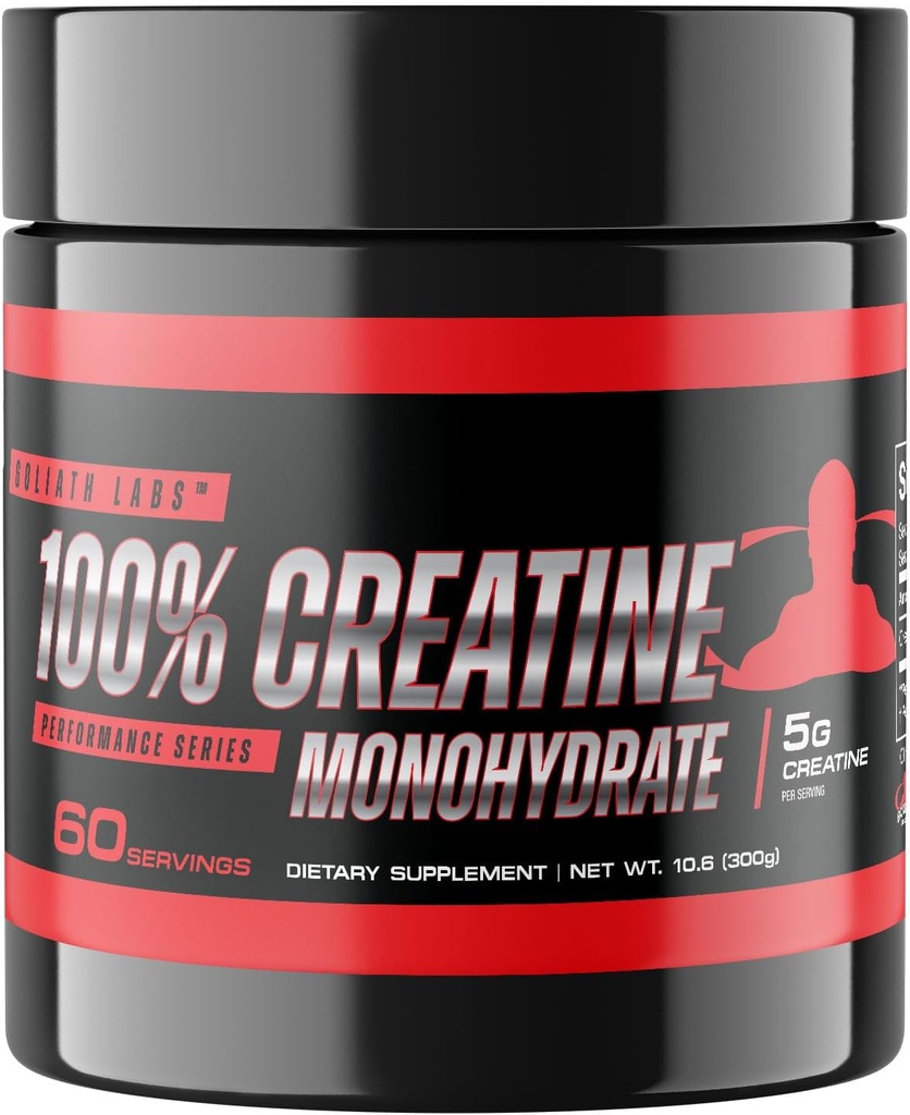 Goliath Labs Pure Creatine Monohydrate Powder - 300g Unflavored Micronized Creatine for Strength, Power, Muscle Support & Endurance - 60 Servings - Fitness Supplement for Men & Women