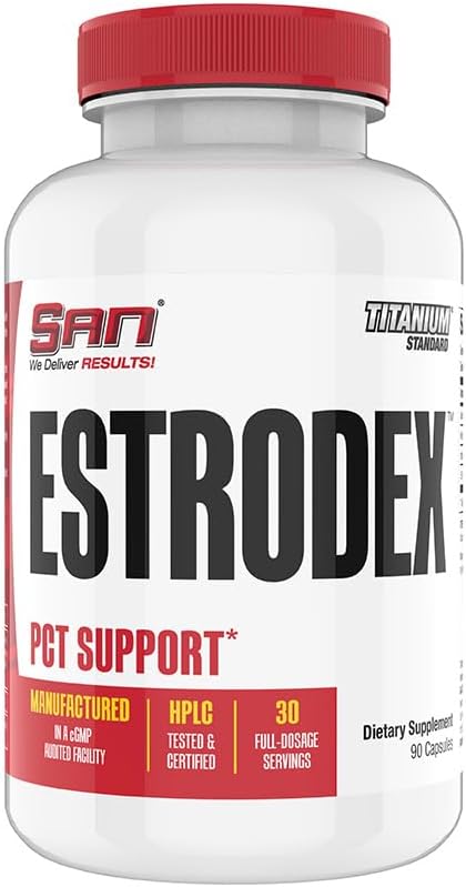 Estrodex της SAN - Αποφρακτικό οιστρογόνων & Αρωματάση Inhibitor - Ανδρική ορμονική ισορροπία & Fitness Booster Supplement - Indole-3-Carbinol, Plus CDG & Nettle Root for Mens Health - Gluten-Free - 90 Κάψουλες.