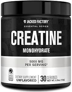 Jacked Factory Kreatine Monohidrat Toz 150g - Erkekler ve Kadınlar için 5g Daily Kretine Supplement, Vegan-Friendly, Third-Party Tested - 30 Hizmet, Unflavored