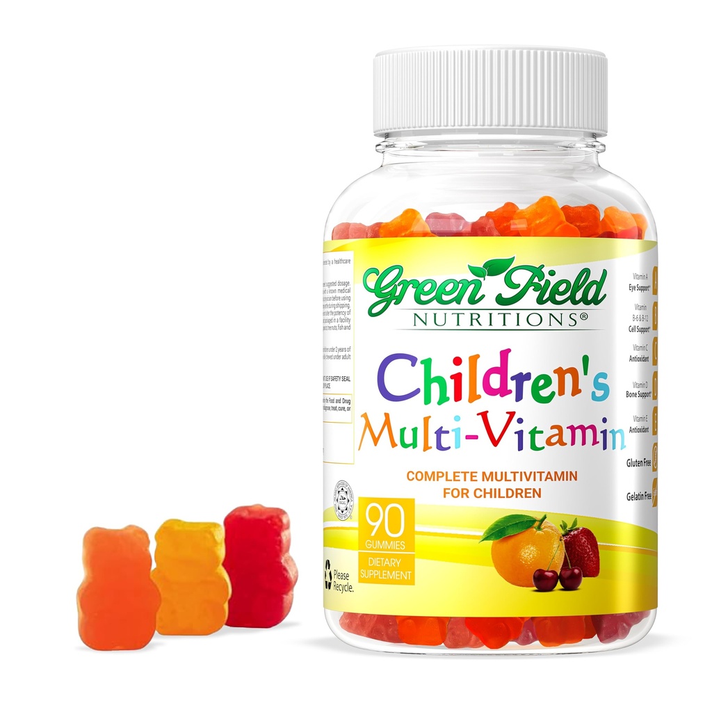 Greenfield Beslenmeleri Çocuklar Gelatin Free Halal Multivitamin Gummies - All Essential Halal Vitaminleri A, Bs, C, D, Iodine, çinko for Immunity, Non-GMO, Children' Countl Gummies (90)