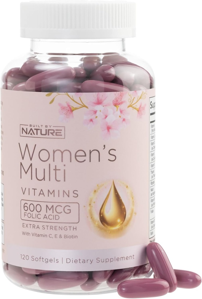 Nature Vitamins for Women – Women's Complete Daily Multivitamin Supplement with A, B, C, D, E, Iron, Food, Magnezyum and Multi Minerals – Wellness & Immune Health Support - 120 Softgels