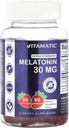 Vitamatic Sugar Free Melatonin 30mg per Gummy - 60 Hizmet - 60 Vejetaryen Gummies - Non-Habit Form Supplement (60 Kont (en 1))