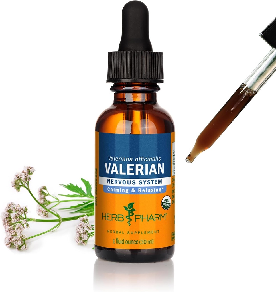 Herbm Pharm Organik Valerian Kökü Rahatlama ve Restful Uyku, Organik Cane Alkol, 1 Ounce