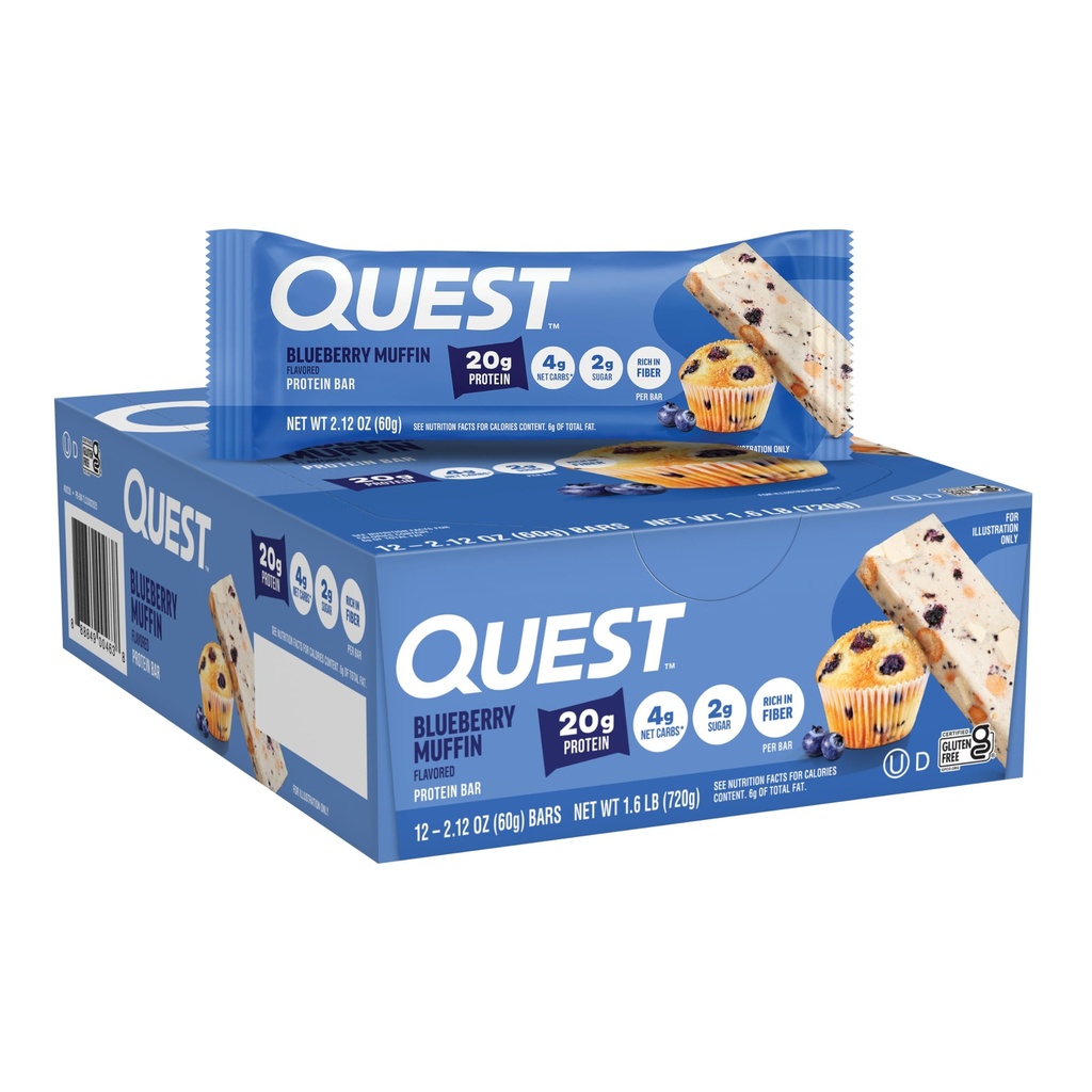 Quest Διατροφή φραγμοί πρωτεΐνης βατόμουρο Μάφιν, 20g πρωτεΐνη, 2g ζάχαρη, 5g καθαρό υδατάνθρακες, χωρίς γλουτένη, Keto φιλικό, 12 Count