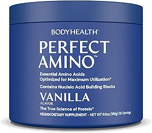 BodyHealth PerfectAmino Powder - BCAA και EAA Powder για προ και μετά την προπόνηση - Amino Acid Energy Drink for Men and Women to Support Lean Muscle and Recovery - Βανίλια - 30 Services