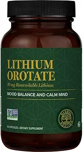 Global Healing Center - Lithium Orotate 10mg - Non-GMO, Gluten Free, Vegan Friendly Brain Health Lithium Supplement for Supporting Mood, Function, and Clarity (60 Capsules)