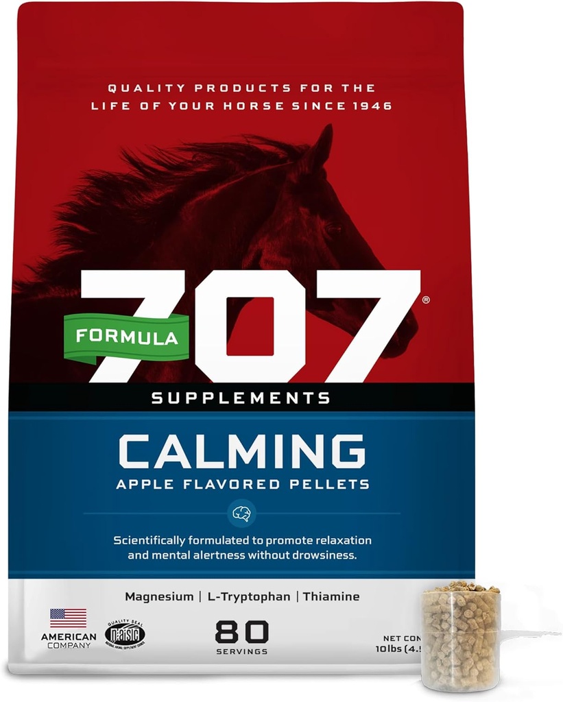 Formula 707 Calming Equine Supplement 10 lb Bag – 80 Services – Άγχος ανακούφιση και ενισχυμένη εστίαση για τα άλογα – L-Tryptophan, θειαμίνη & μαγνήσιο