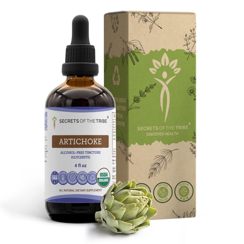 Tribe Artichoke USDA Organik | Alkol Özgür Tür, Yüksek Lisans Herbal Drops | %100 sertifikalı Organik Artichoke (Cynara scolymus) 4 ozz
