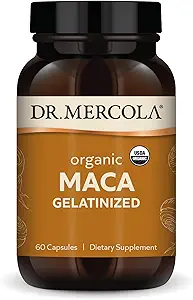 Dr. Mercola Organik Maca Gelatinized Diyetary Supplement, 30 Hizmet (60 Capsules), GMO, Gluten Free, Soy Free, USDA Organik