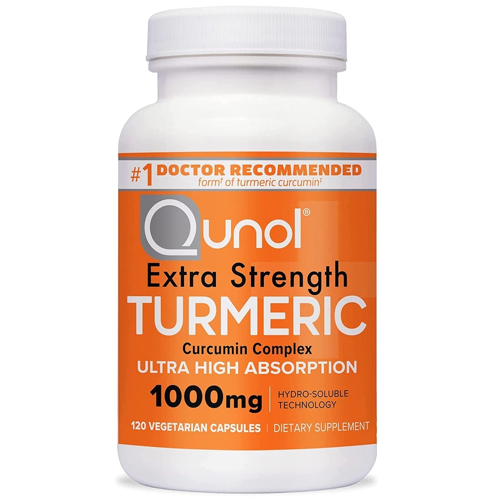 Qunol Turmeric Curcumin Supplement, Turmeric 1000mg με Ultra Υψηλή Απορρόφηση, Κοινό Συμπλήρωμα Υποστήριξης, Extra Strength Turmeric Κάψουλες, 2 Μήνες Προμήθεια, 120 Count (Pack of 1)