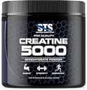 STS Kretine 300 Grams - 100% Pure Rawt Kreine Monohidrat Toz, Pre-Workout, Post-Workout, Build Muscle and Stamina - 60 Services - with Scoopop