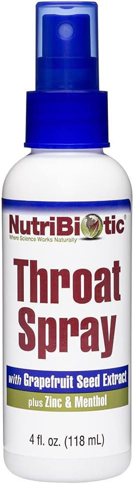 NutriBiotic – Throat Spray with GSE, 4 Fl. Oz | Gentle and Soothing Sore Throat Support with Grapefruit Seed Extract, Zinc & Menthol | Alcohol Free & Non-Medicated