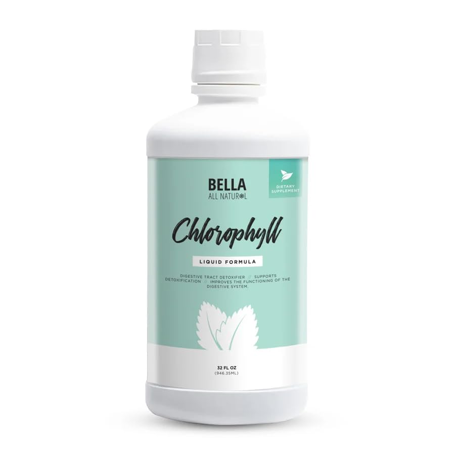 Bella All Natural Liquid Klorophyll Drops Anti-Aging | Artan Enerji | Hormonal Denge | Anti-Acne, Mint Flavor 60 ml