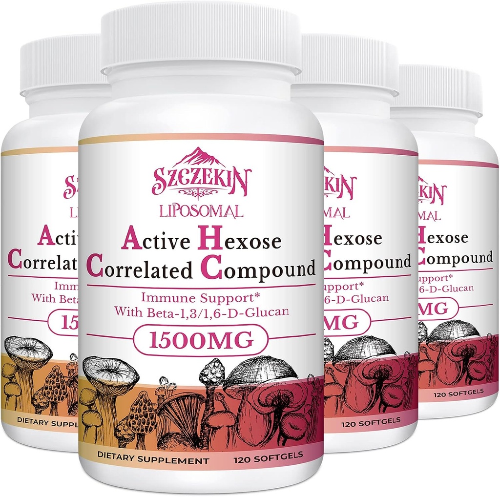 1500mg Liposomal Active Hexose Correlated Supplement,480 Soft Gels Beta-Glucans με φυσικό εκχύλισμα μανιταριών, ανοσοποιητικό σύστημα, λειτουργία ήπατος, Διατήρηση T-Cell & Killer Cell Activity