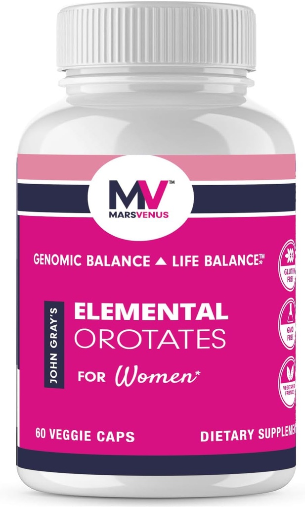 MARS VENUS Supplement with Lityum Orotate Ashwagandha Saffron Berberine Rhodiola Bacopa Fulvic Minerals - Elemental Orotates Capsules for Women - 60 Count Count