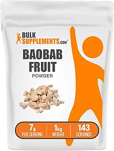 BulkSupplements.com Baobab Fruit Powder - Baobab Supplement, Antioxidant Supplement - Gluten Free, 7g per Serving, 100g (3.5 oz) (Pack of 1)