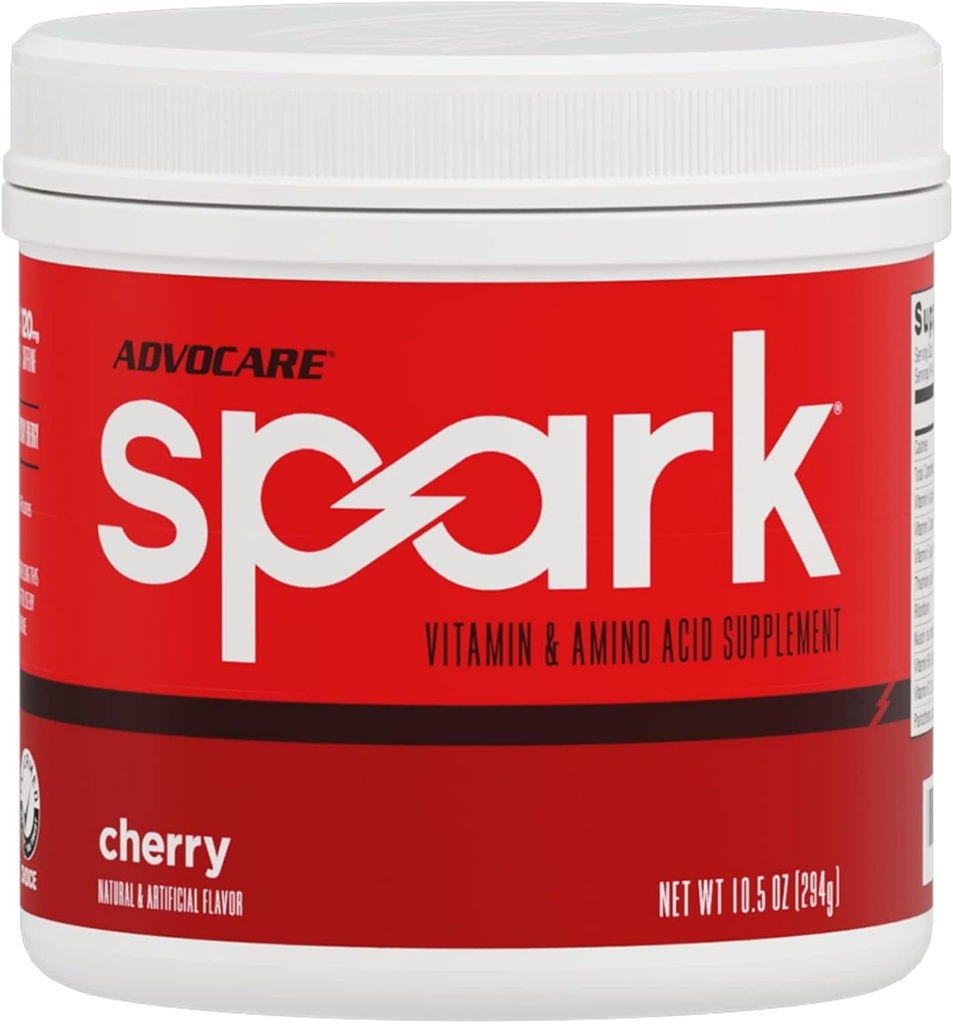 AdvoCare Spark - Enerji İçgörü - Vitamin & Amino Asit Supplement - Destek Enerji ve Odak - Portatif Immune Desteği - Sugar-Free - Cherry, (10.5 oz)