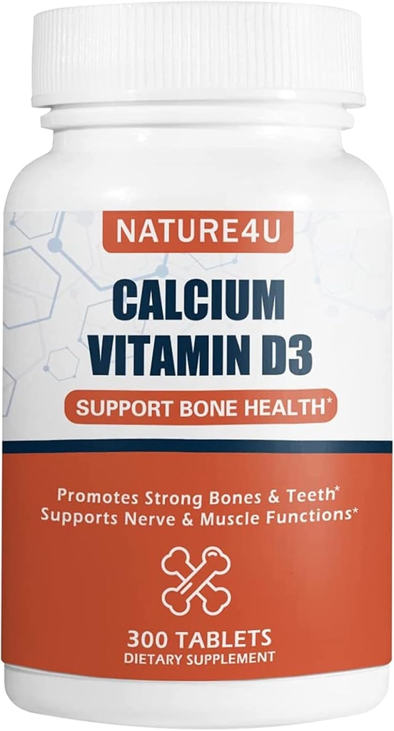 Yetişkinler için D3, Bone Health Supplement Vitamini, Support Muscel Nerve Health anduba Abxia, 300 Tablet