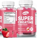 Erkekler ve kadınlar için Süper Kretan Monohidrat Gummies, Sugar-Free, 30 Hizmetler, 5g of Kretine Per, Vegan, Gluten-Free, Bodybuild Recovery Supplement to Art Kas Boyut ve Güçlük