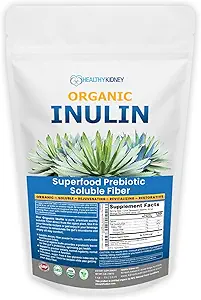 Organik Inulin Toz (48oz/3 lbs) Gentle Agave Prebiyotik ► Fiber Supplement for Digestive Support, Gut Health, Vegan Baking, Smoothies & Drinks