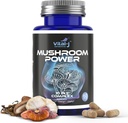 Mushroom Power Complex 10in-1 W/Cordyceps, Reishi, Shiitake & Lions Mane, Nootropic Diyetary Supplement for Gut Microbiome, Focus, Energy & Vitality - 60 Capsules