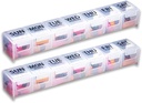 GMS Weekly Pill Organizer - 7Day Labeled Karşılaştırmalı Pill Case for Supplements, Vitamins and Drug - Secure Latches - Daily Use & Travel - Clear - 2 Pack