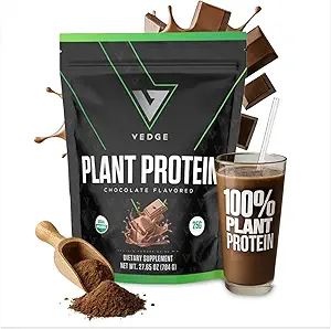 vedge Vegan Protein Powder - Plant Protein Powder with Pea, Pumpkin & Sunflower - USDA Organic, Amino Acids, Dairy Free, Gluten Free, Soy Free, Keto, Non GMO, Smooth Texture - Chocolate - 20 Servings