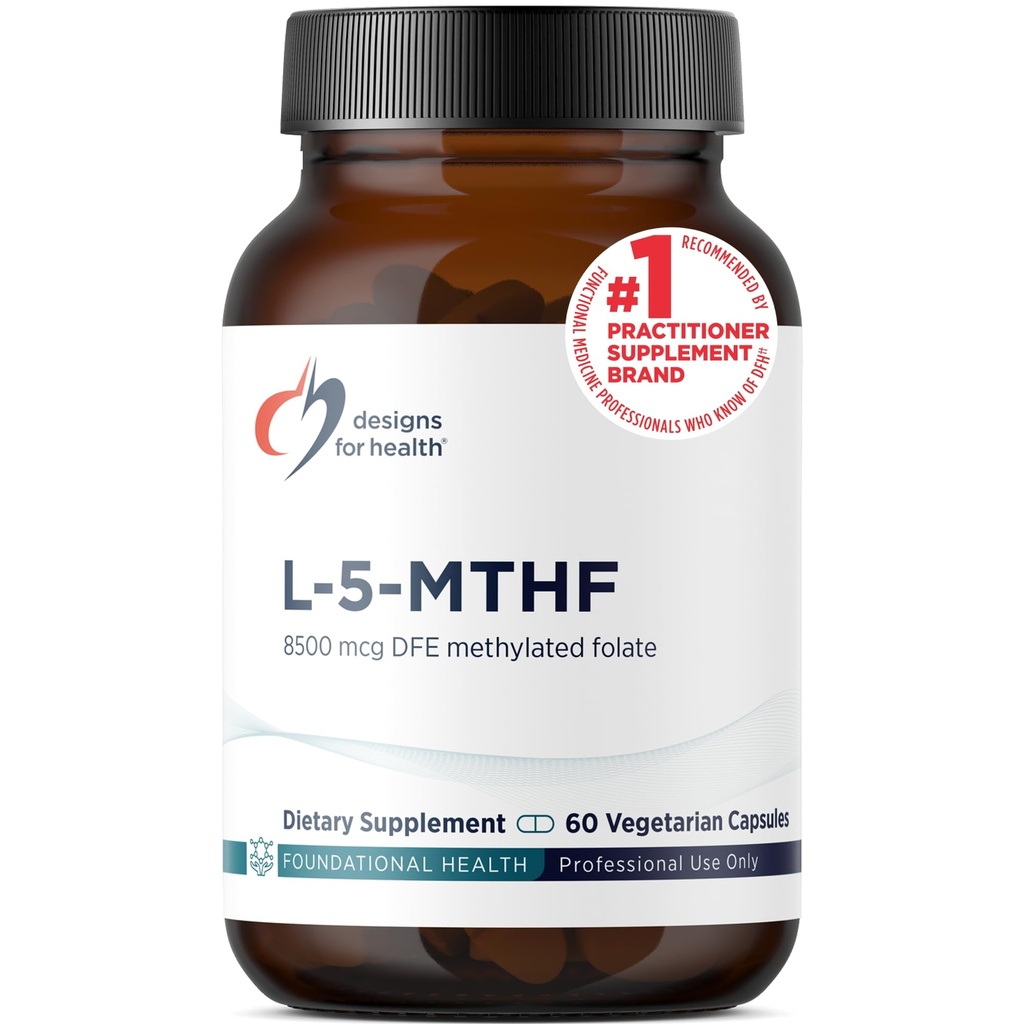 Σχέδια για την Υγεία L 5-MTHF - Quatrefolic L Συμπλήρωμα μεθυλοφολικού 5mg (8500 DFE) - μεθυλιωμένο συμπλήρωμα φολικού οξέος για γυναίκες & άνδρες - Υποστηρίζει μεθυλίωση - Μη ΓΤΟ, Χωρίς γλουτένη (60 κάψουλες)