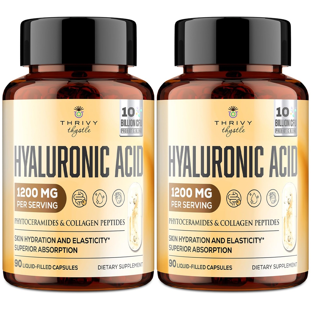 19- σε- 1 Καψάκια Υαλουρονικό οξύ - Hylunaric Acid 1200 mg, με Κολλαγόνο Πεπτίδια, Βιταμίνη C, Φυτοκεραμίδες - για Δέρμα, Μάτια, Γαστρεντερικό, Υποστήριξη Οστών (2 Συσκευασία)